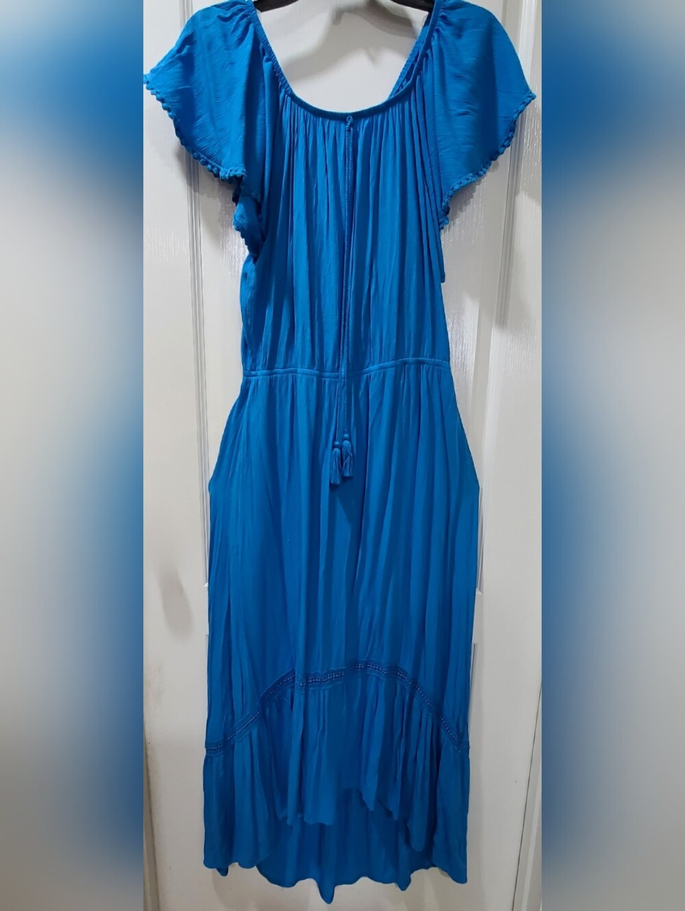 Time and Tru Off-Shoulder Gauzy High-Low Midi/Maxi Dress